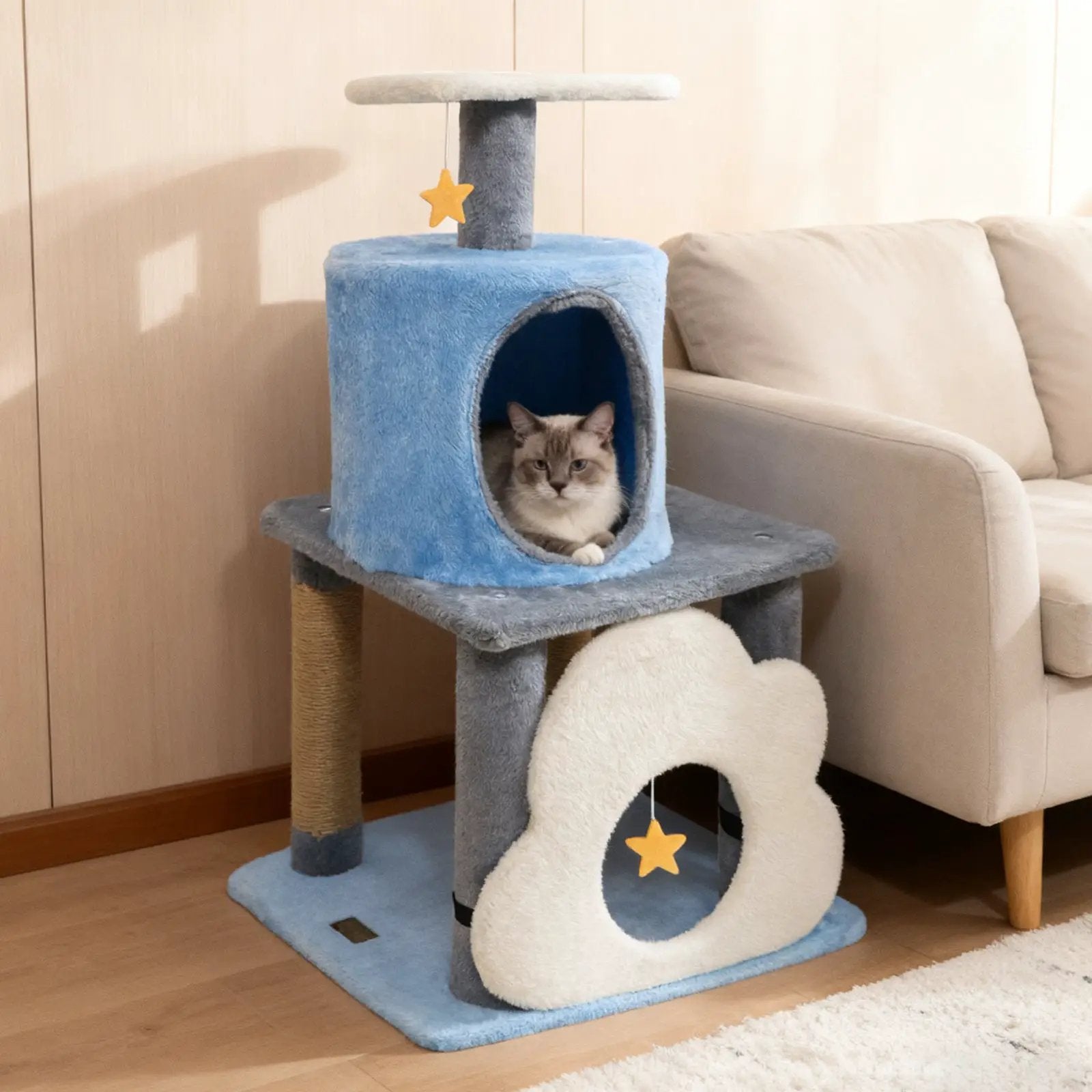 31.5" Cute Modern Cat Tree Multi-Level Kitten Tower by DirectDeals