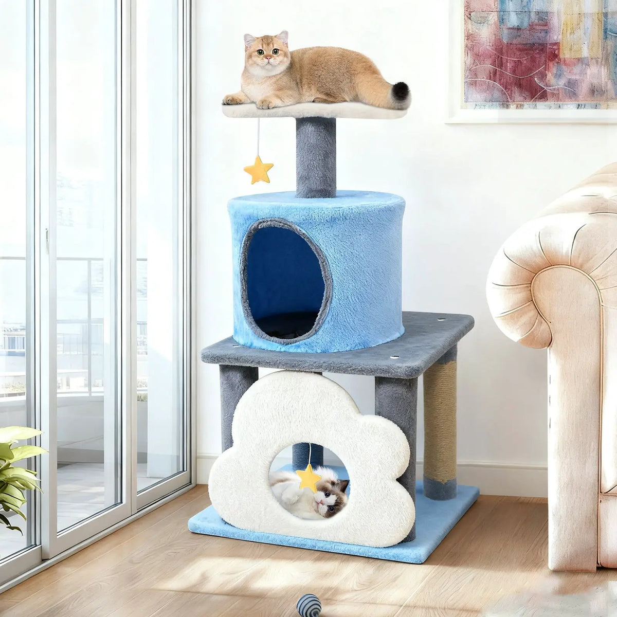 31.5" Cute Modern Cat Tree Multi-Level Kitten Tower, photo 4 of 16