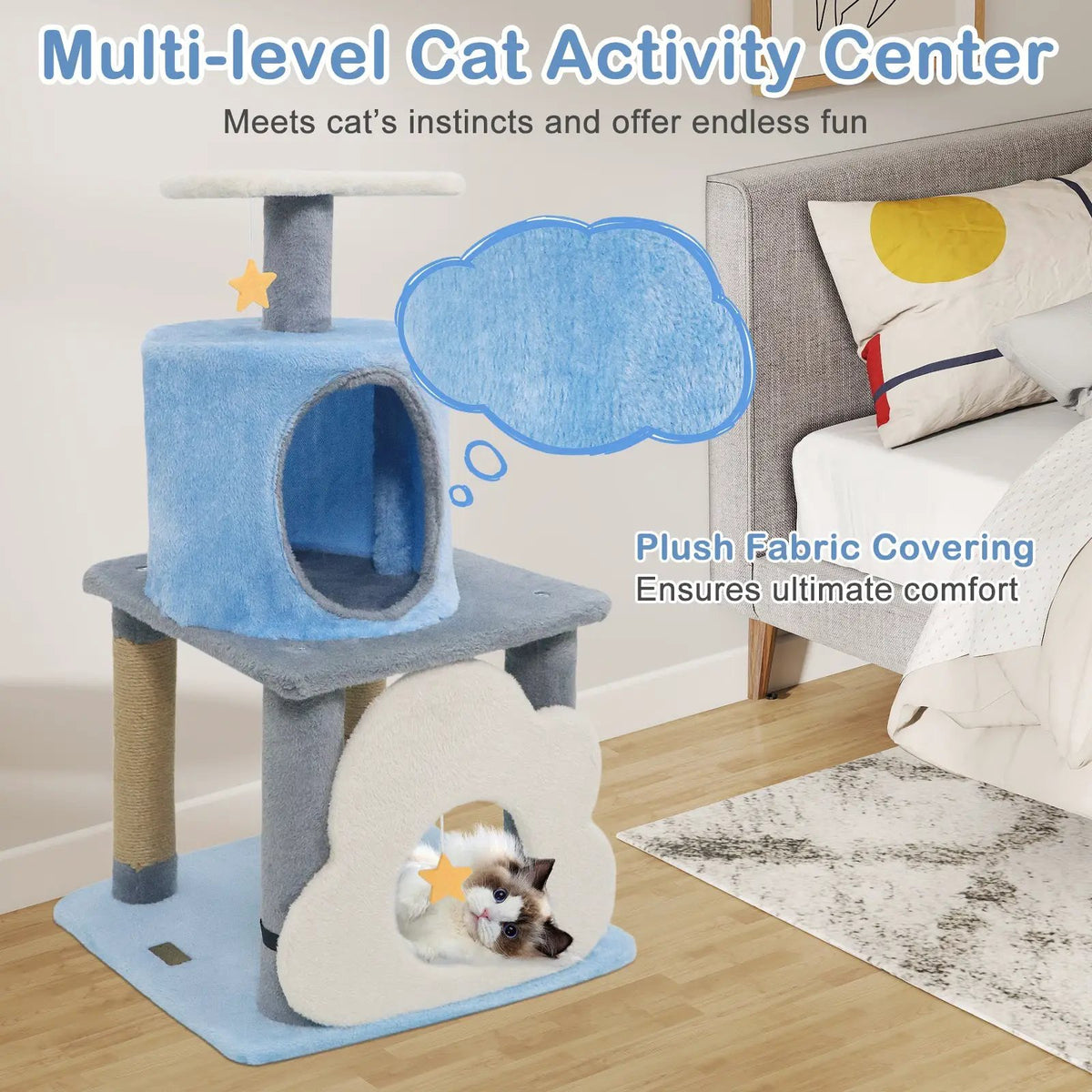 31.5" Cute Modern Cat Tree Multi-Level Kitten Tower, photo 14 of 16
