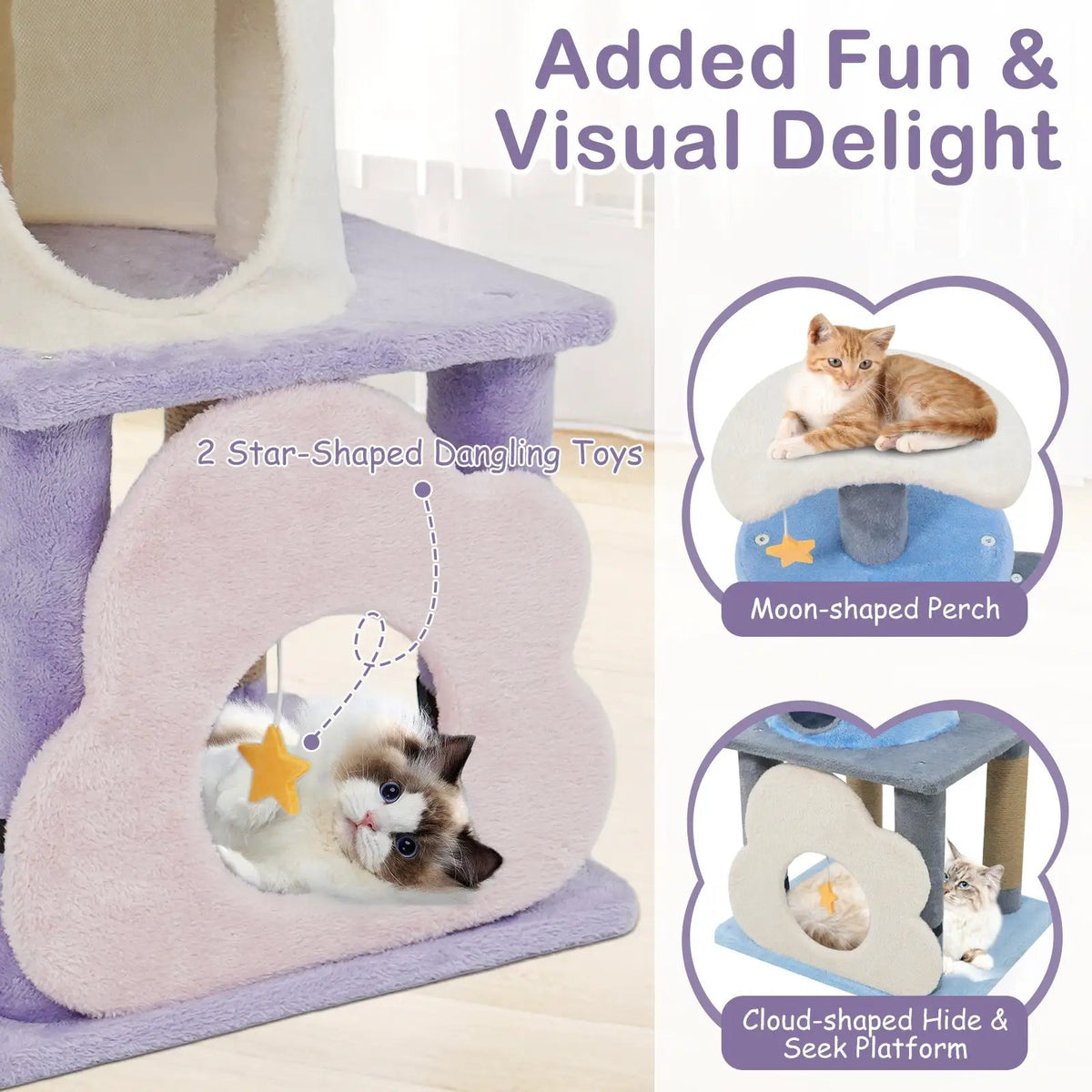 31.5" Cute Modern Cat Tree Multi-Level Kitten Tower, photo 15 of 16
