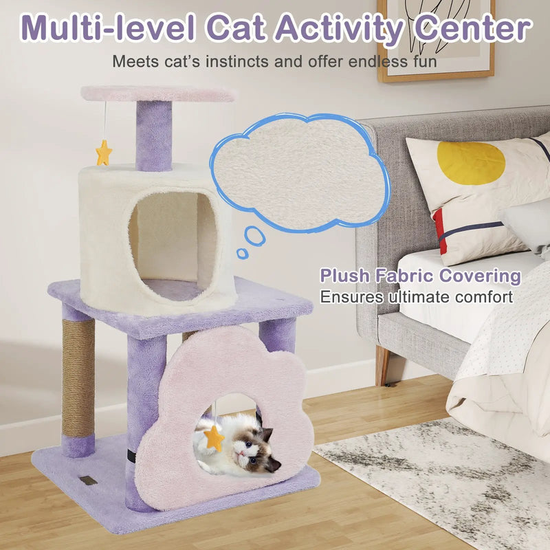 31.5" Cute Modern Cat Tree Multi-Level Kitten Tower by DirectDeals