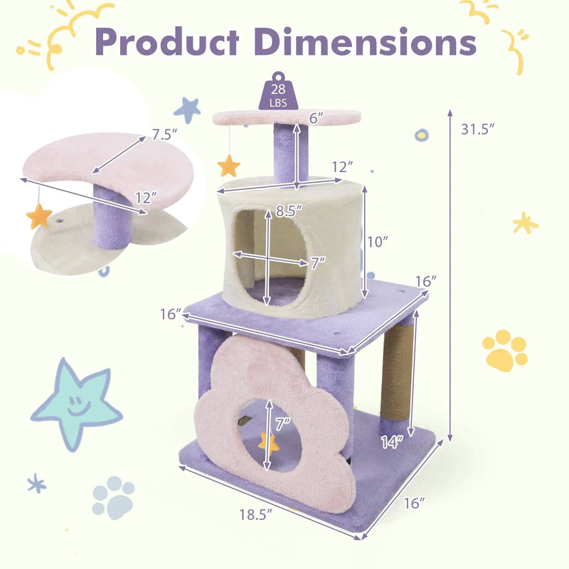 31.5" Cute Modern Cat Tree Multi-Level Kitten Tower by DirectDeals