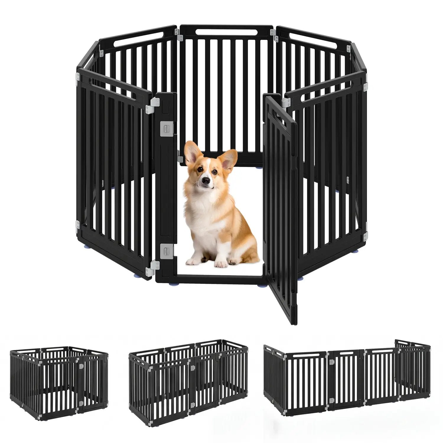 8-Panel Dog Playpen 31.5" Height Indoor Outdoor HDPE by DirectDeals