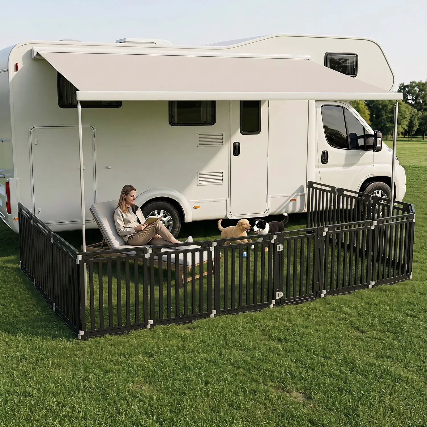 12-Panel Dog Playpen 31.5" Height Indoor Outdoor Pet Fence by DirectDeals