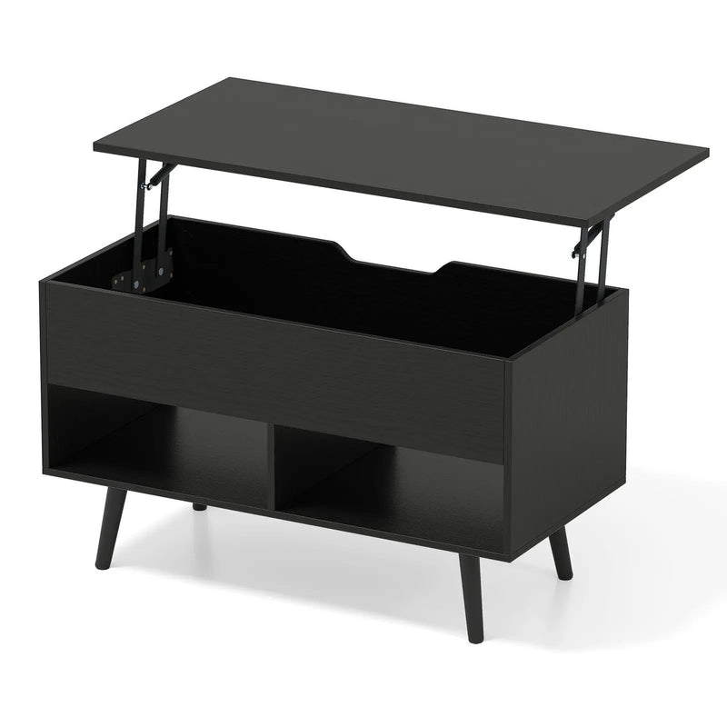 31.5 Inch Lift-Top Coffee Table with Hidden Storage and 2 Open Shelves by DirectDeals