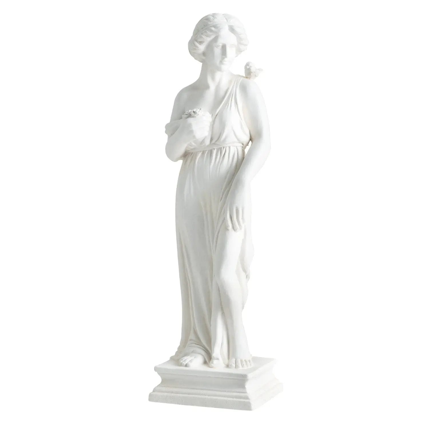 31.5 Inch Outdoor Greek Goddess Statue with Antique Finish and Column Base by DirectDeals