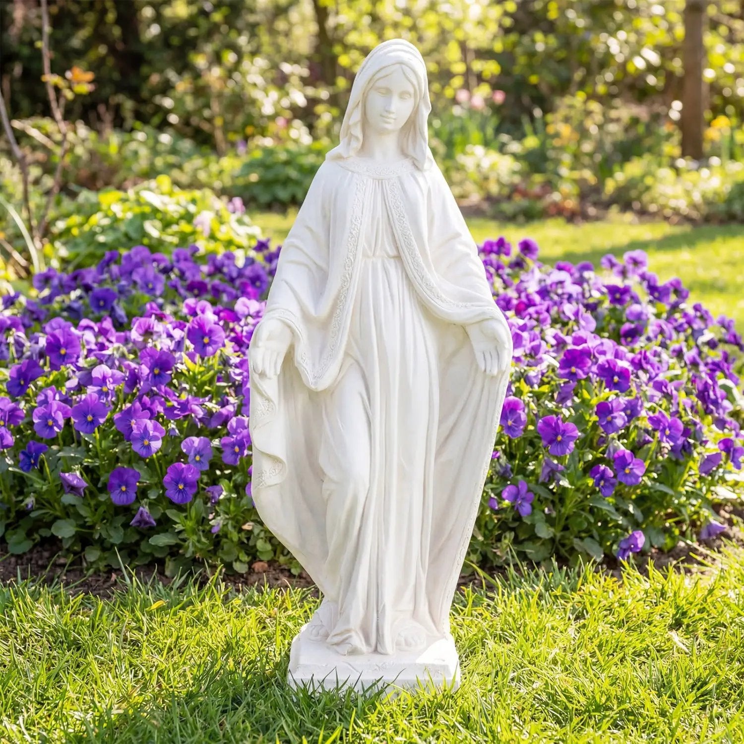 31.5 Inch Virgin Mary Statue with Aged Finish for Yard Patio by DirectDeals
