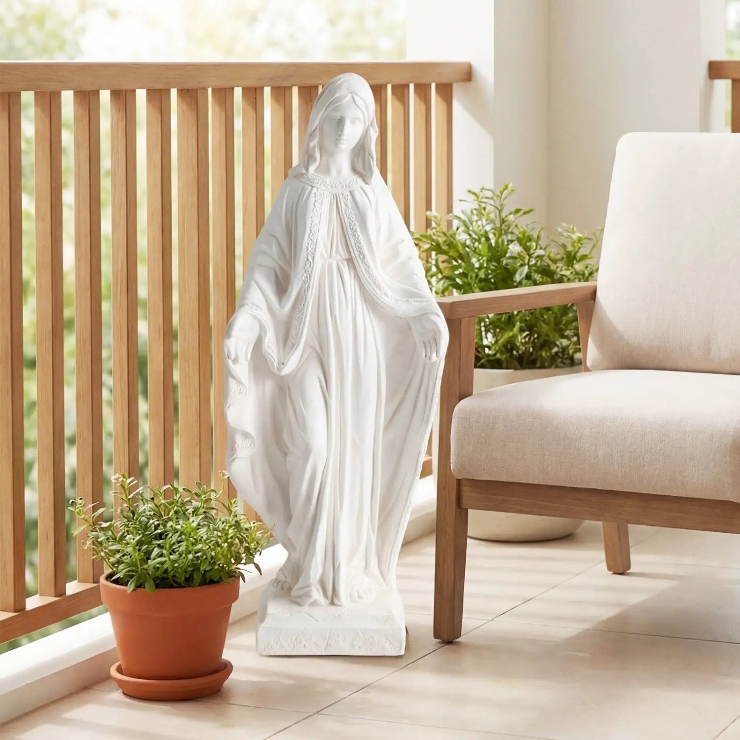 31.5 Inch Virgin Mary Statue with Aged Finish for Yard Patio by DirectDeals