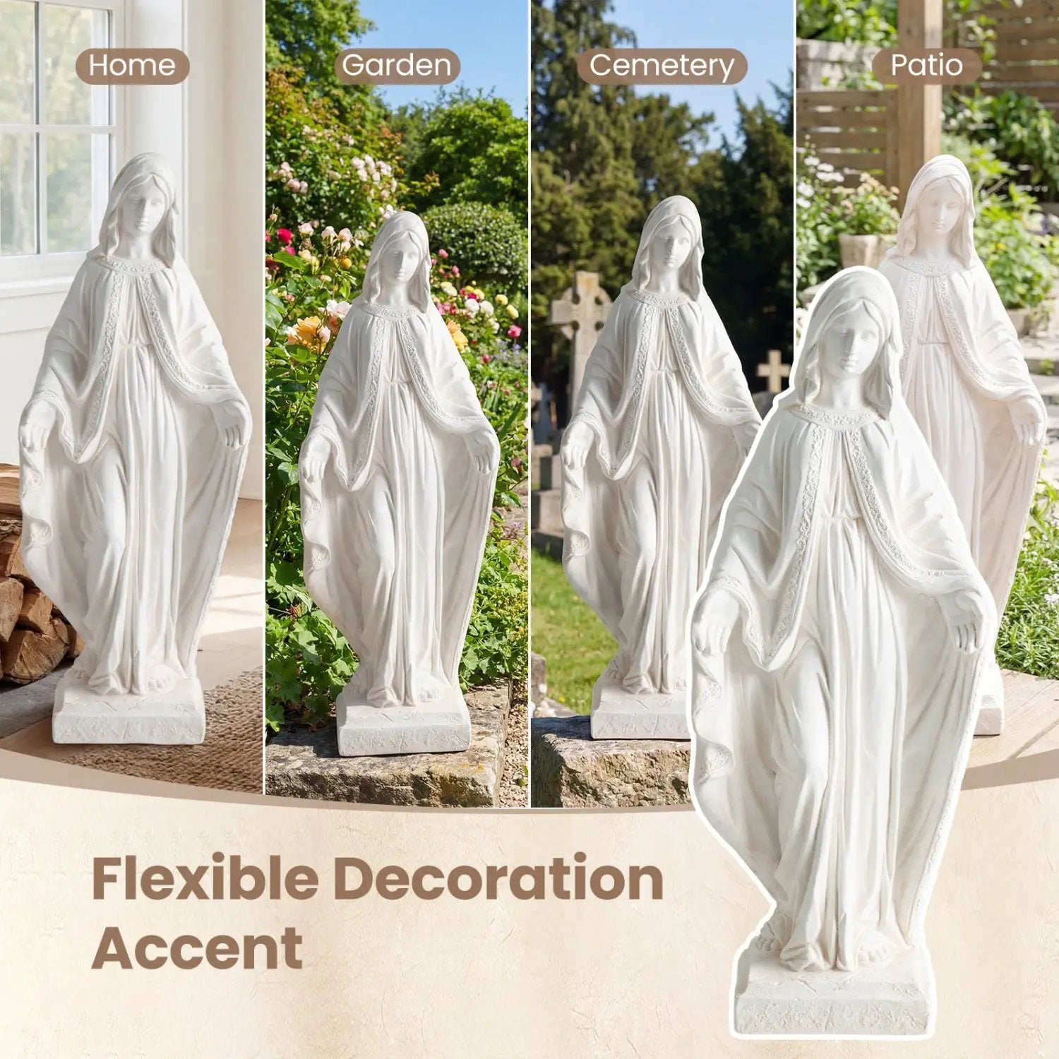 31.5 Inch Virgin Mary Statue with Aged Finish for Yard Patio by DirectDeals