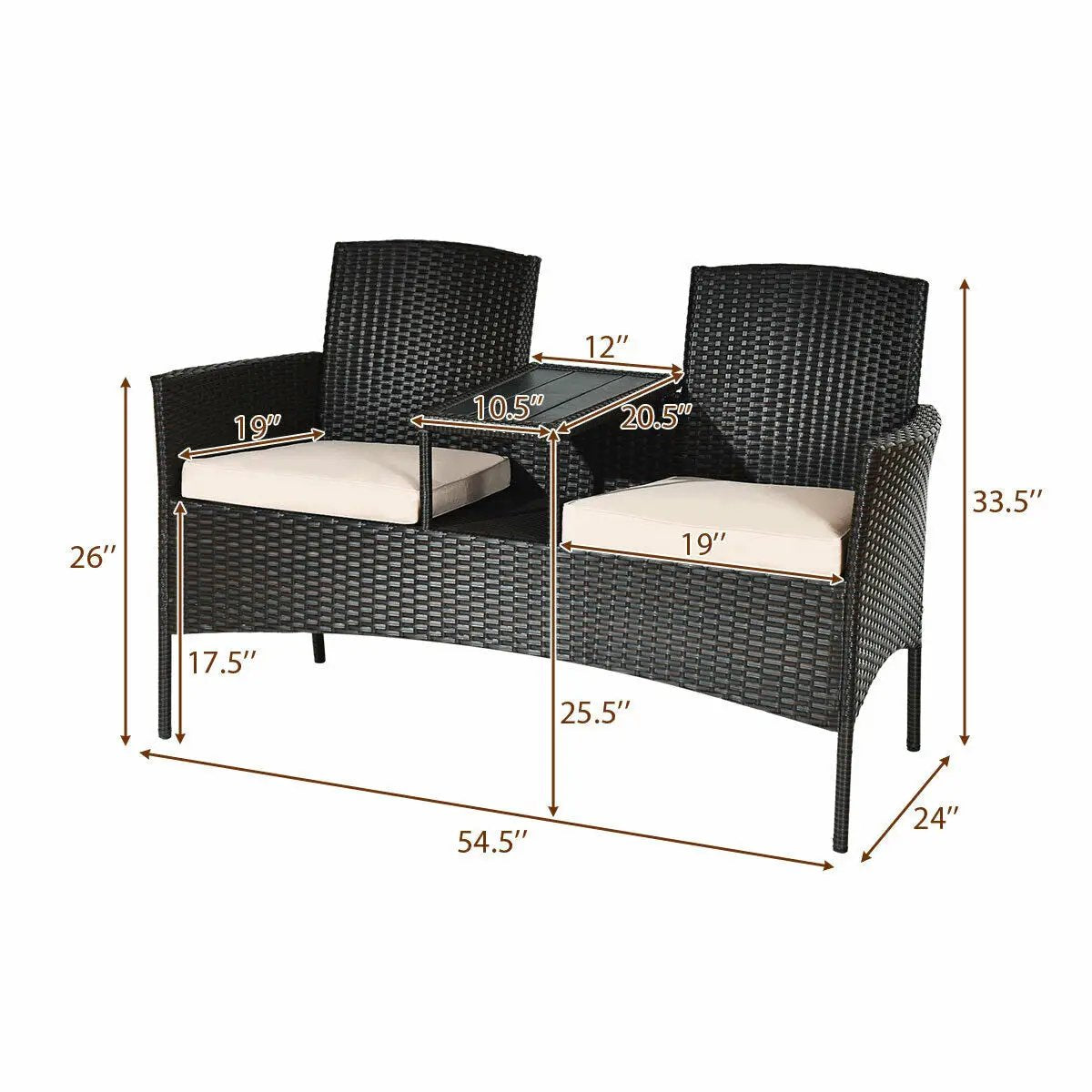 Modern Patio Conversation Set with Built-in Coffee Table and Cushions, photo 5 of 10