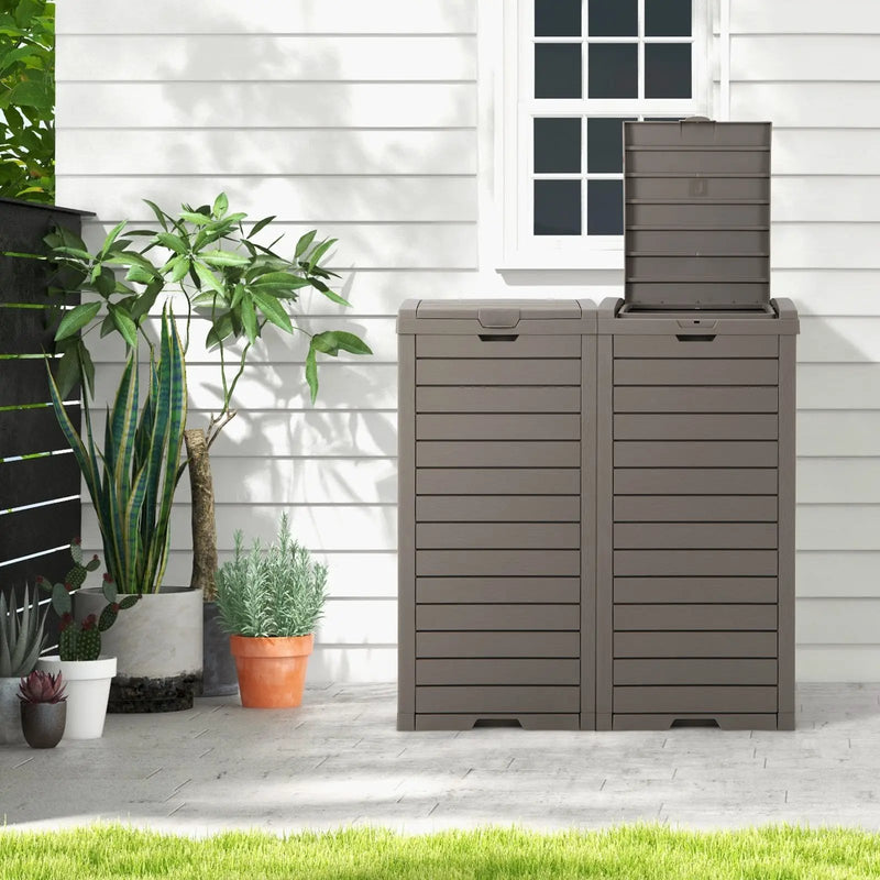 31 Gallon Large Outdoor Trash Can with Lid and Pull by DirectDeals