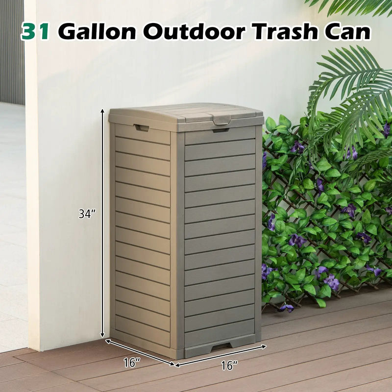 31 Gallon Large Outdoor Trash Can with Lid and Pull by DirectDeals