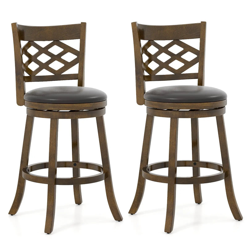 26 Inch Counter Height Bar Stools Set of 2 with Rubber Wood Frame by DirectDeals