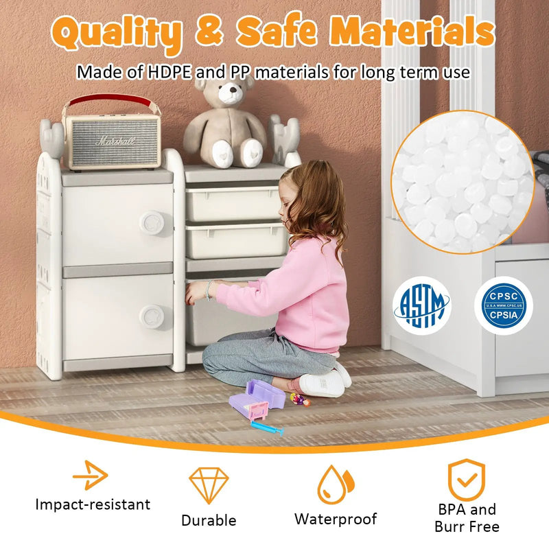 31 Inch Toy Chest and Bookshelf for Toddlers with Enclosed Cabinets and Pull-out Drawers by DirectDeals