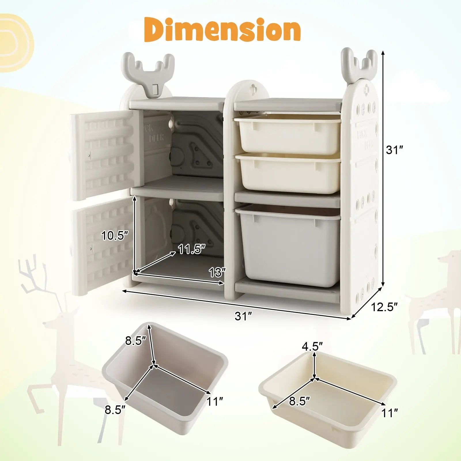 31 Inch Toy Chest and Bookshelf for Toddlers with Enclosed Cabinets and Pull-out Drawers by DirectDeals