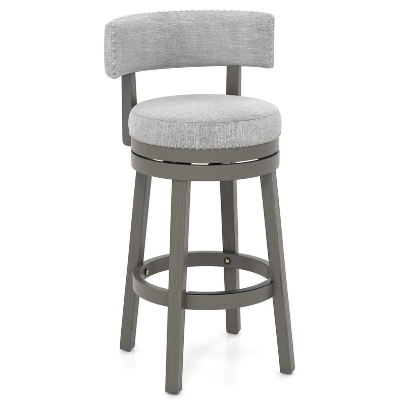 27/31 Inch Swivel Bar Stool with Upholstered Back Seat and Footrest by DirectDeals