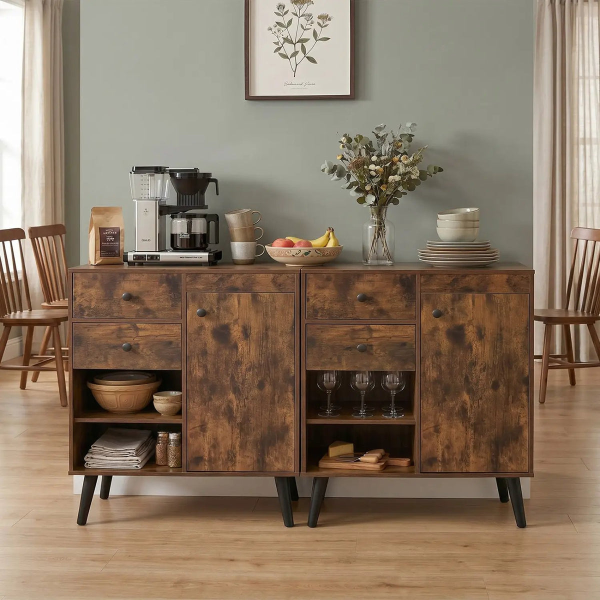 31" Sideboard Cabinet with 2 Drawers and Open Shelves, photo 17 of 24