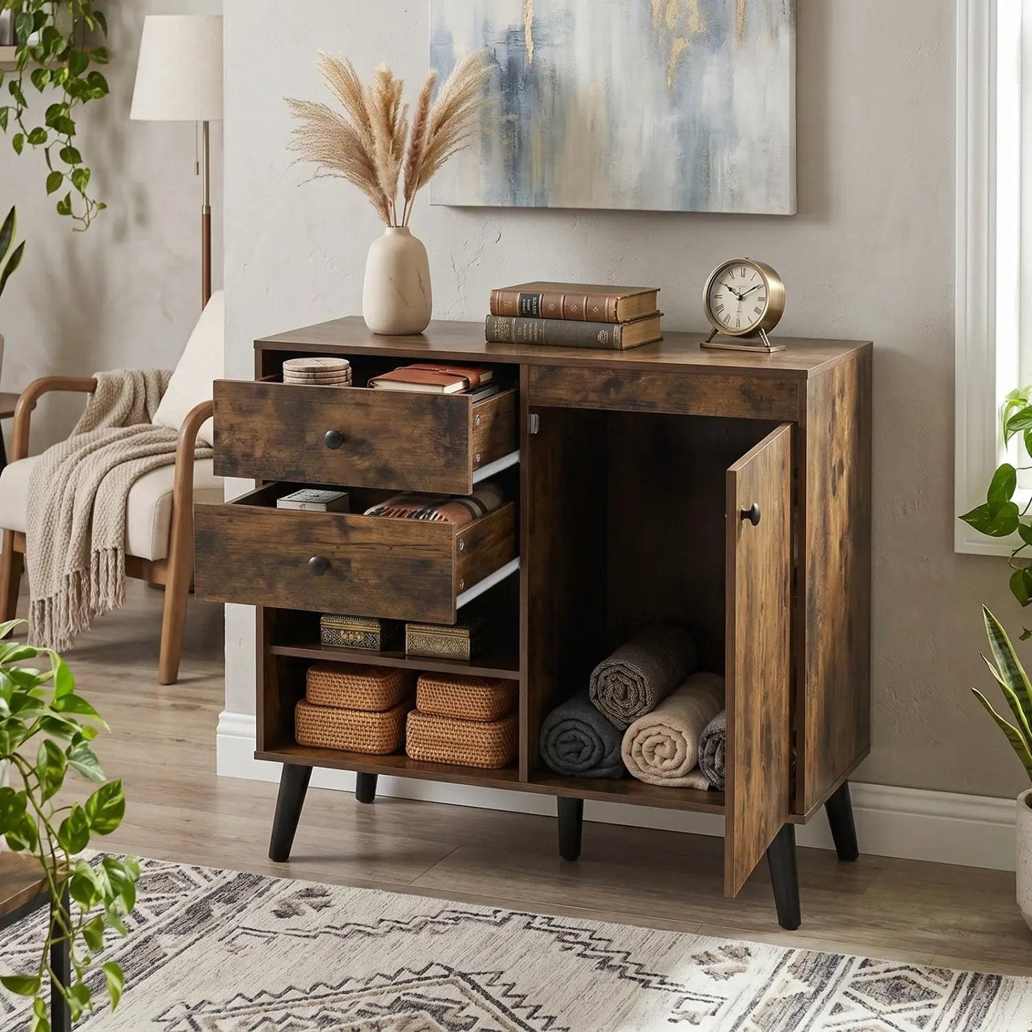 31" Sideboard Cabinet with 2 Drawers and Open Shelves by DirectDeals