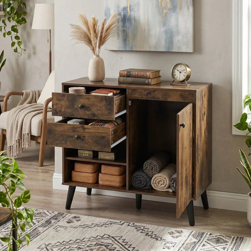 31" Sideboard Cabinet with 2 Drawers and Open Shelves by DirectDeals