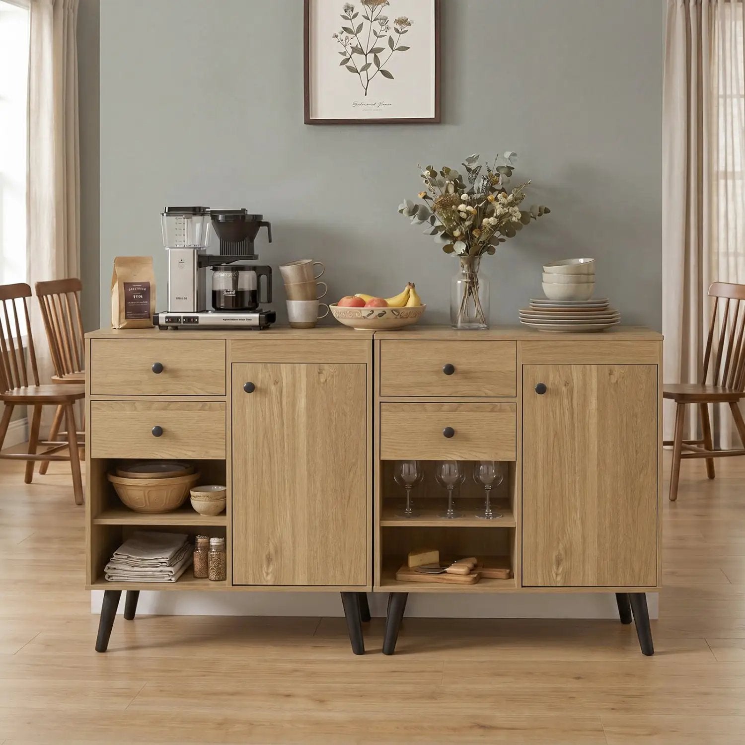 31" Sideboard Cabinet with 2 Drawers and Open Shelves by DirectDeals