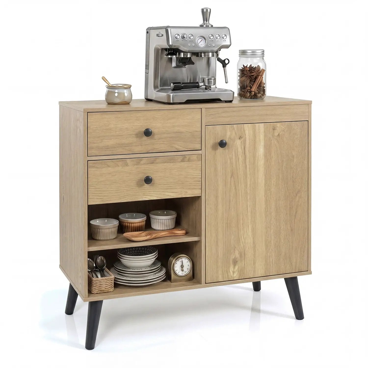 31" Sideboard Cabinet with 2 Drawers and Open Shelves by DirectDeals