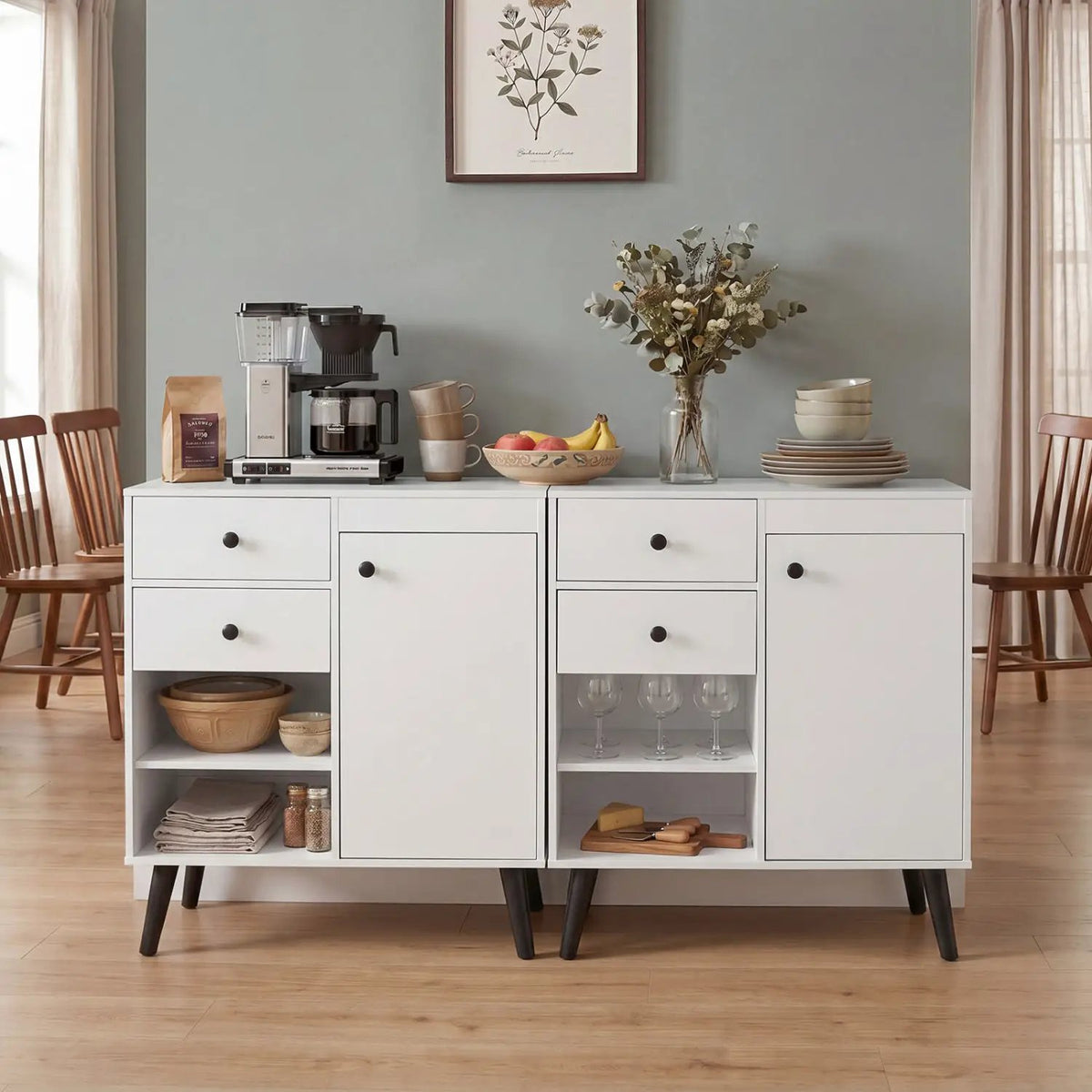 31" Sideboard Cabinet with 2 Drawers and Open Shelves, photo 10 of 24