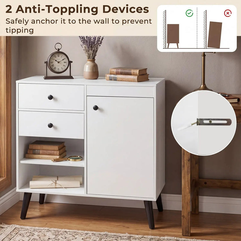 31" Sideboard Cabinet with 2 Drawers and Open Shelves by DirectDeals