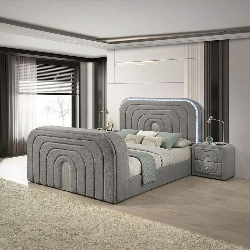 Shelyn - Bedroom Bed With LED, TV Stand, Fireplace & Bluetooth by Unique Piece Furniture