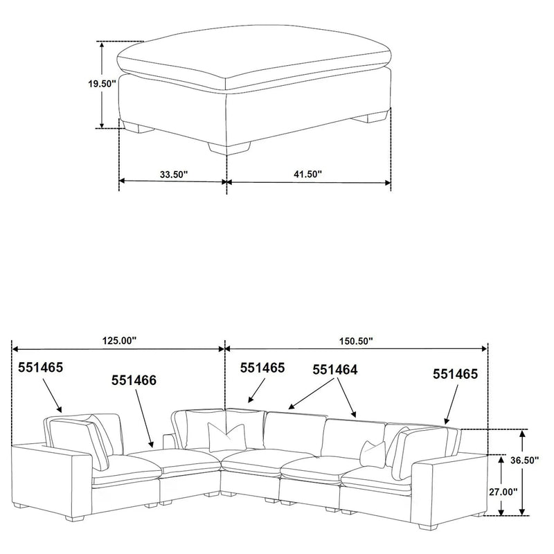 Lakeview Rectangular Upholstered Ottoman Dark Chocolate by Unique Piece Furniture