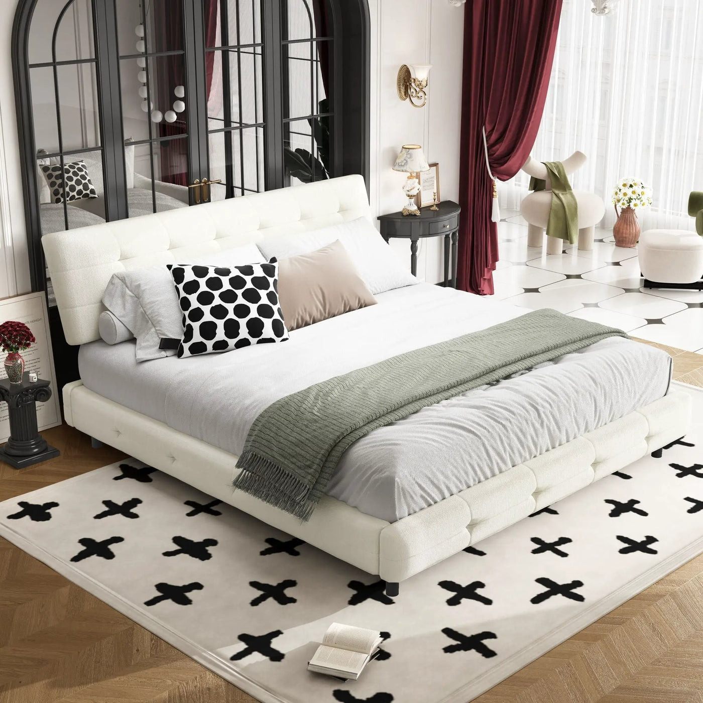 Tufted Headboard With Extra-Large Ultra-Soft Cloud Pillow Design by HouseOfZazla