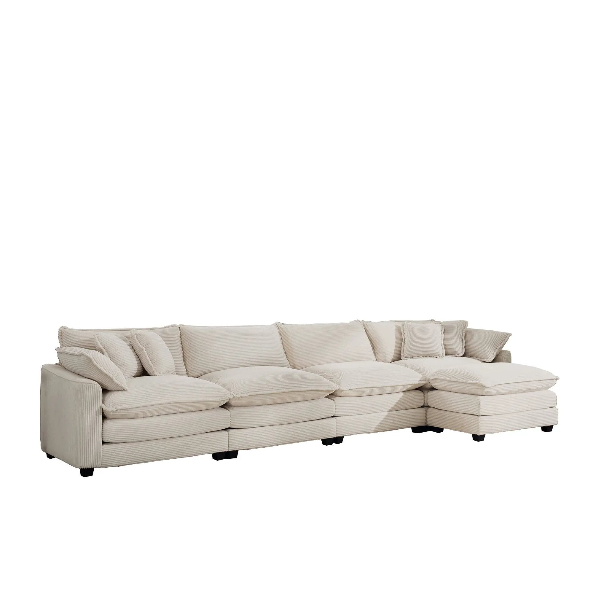Modern Oversized Modular Cushion Sofa With Ottoman, Low Back, Deep Seating Sofa Set by HouseOfZazla