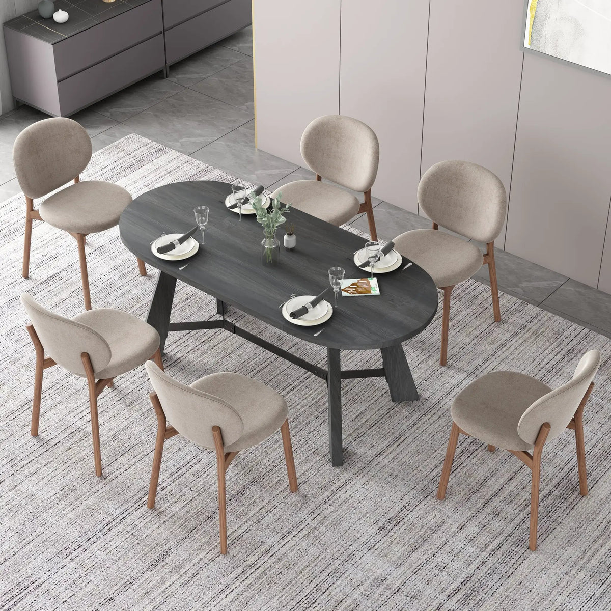 70.86 Inch Oval Dining Table, Rustic Style Dining Room Table by HouseOfZazla