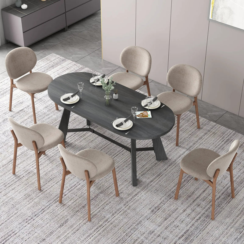 70.86 Inch Oval Dining Table, Rustic Style Dining Room Table by HouseOfZazla