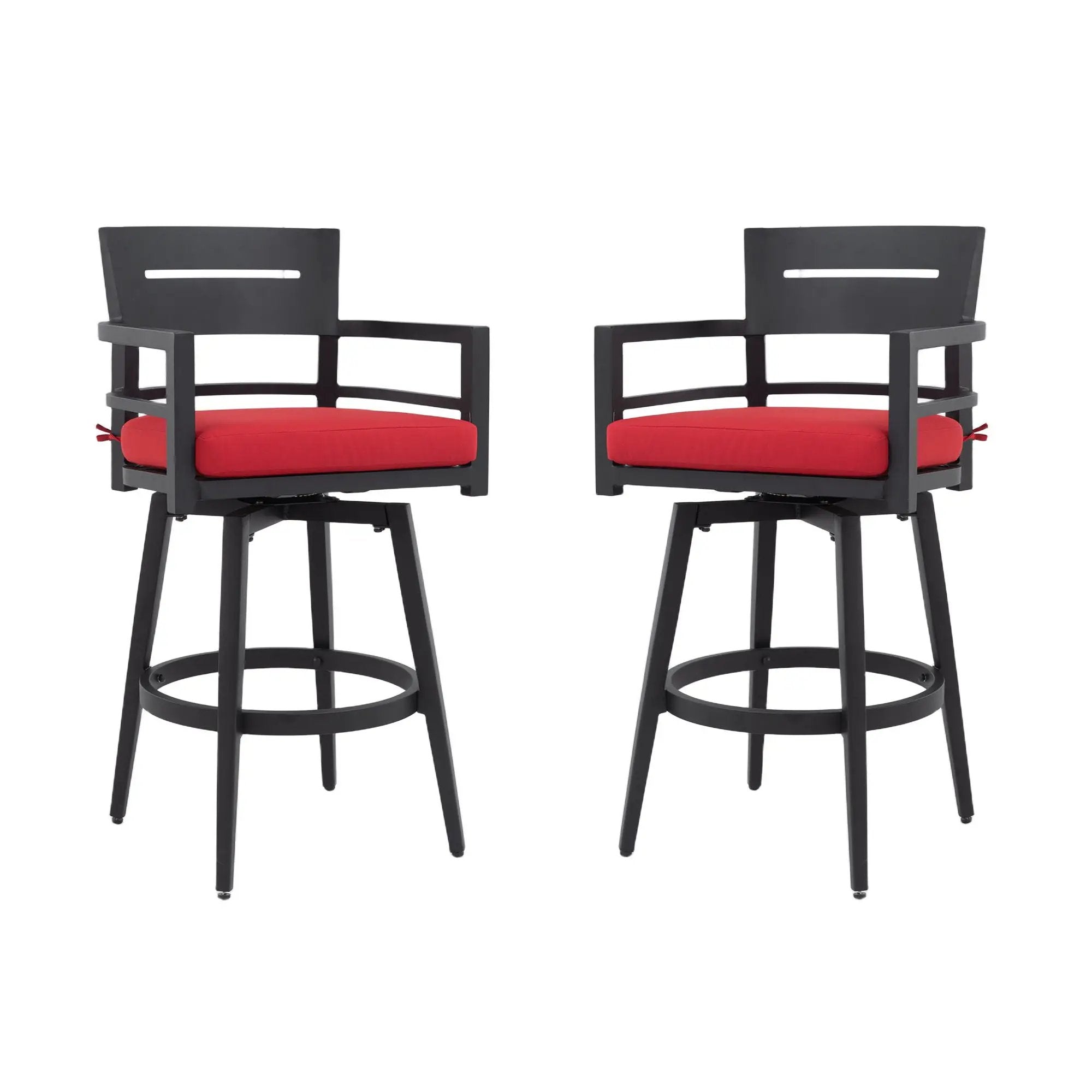 Outdoor Swivel Bar Chairs, 360 Degree Rotation, Ergonomic Backrest (Set of 2) by HouseOfZazla