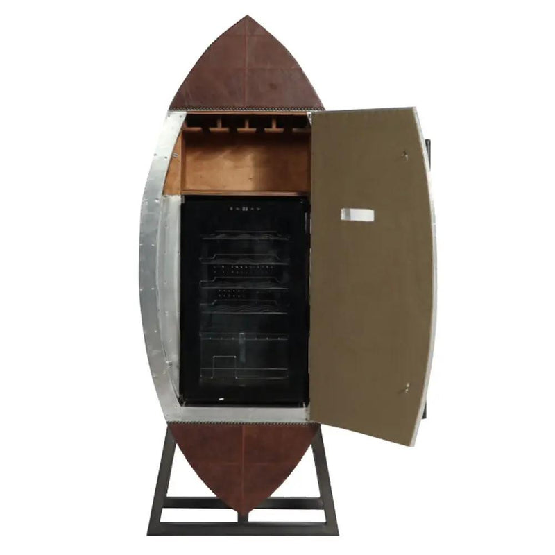 Brancaster - Wine Cooler - Retro Brown Top Grain Leather & Aluminum by Unique Piece Furniture