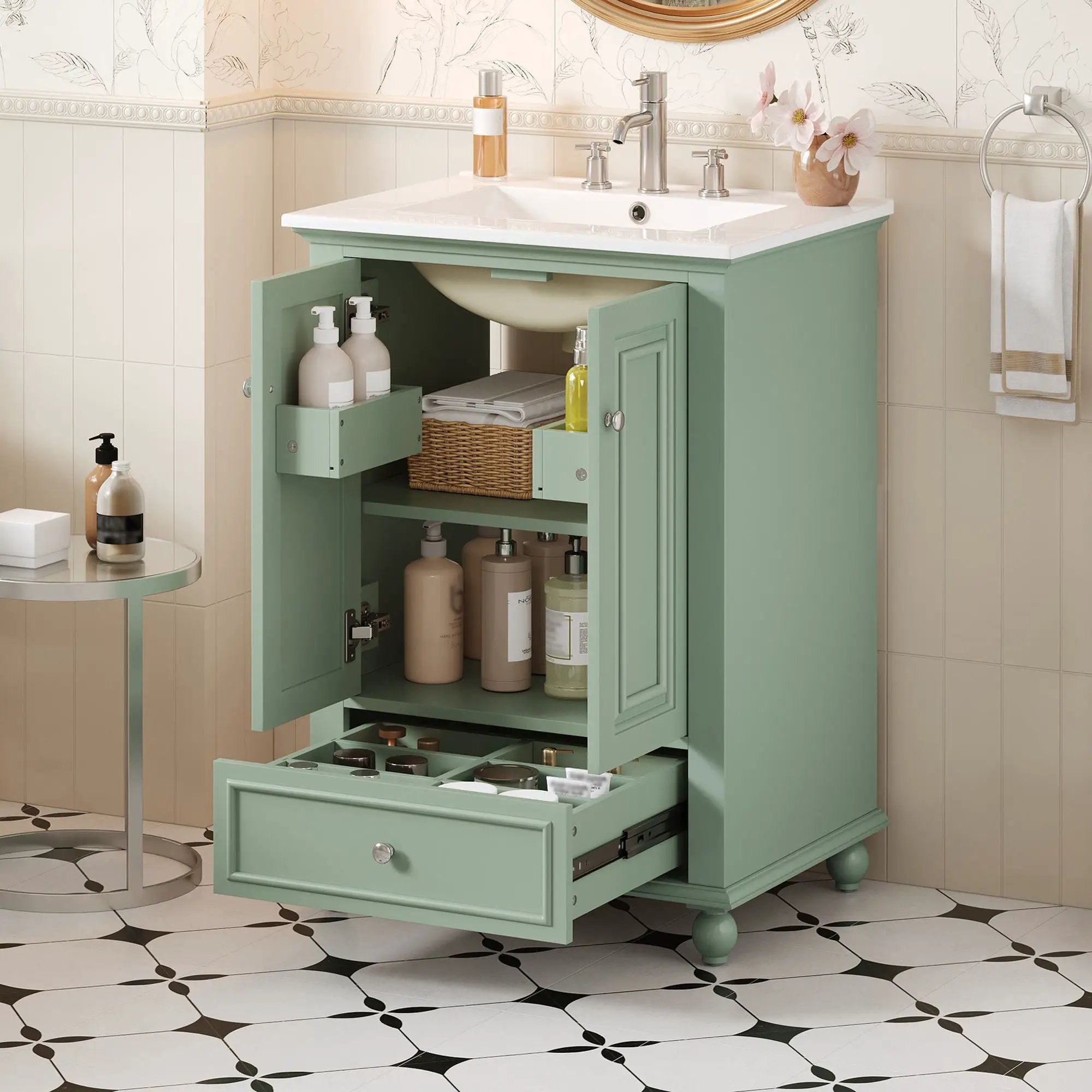 Modern Bathroom Vanity With Sink, Cabinet With Drawer And Dividers, Rectangular Storage Unit by Unique Piece Furniture