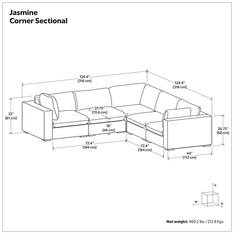 Jasmine - Handcrafted Sectional Sofa by HouseOfZazla