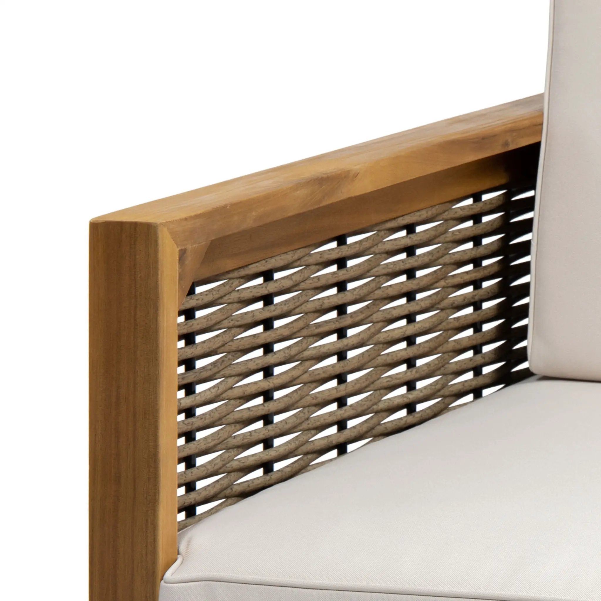 Outdoor Acacia Wood Club Chair With Wicker Accents by HouseOfZazla