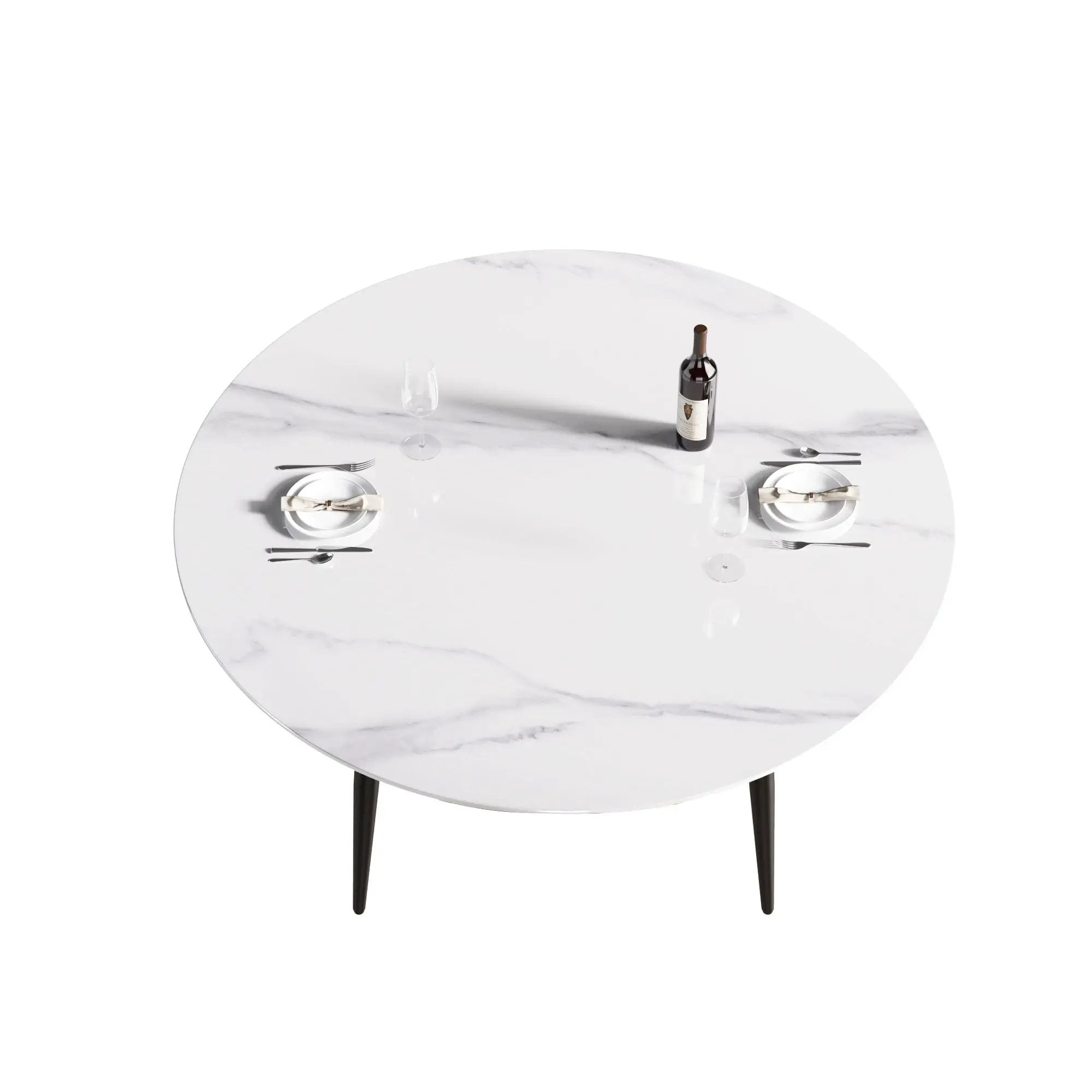 Modern Man-Made Stone Round Metal Dining Table-Position For 6 People by Unique Piece Furniture