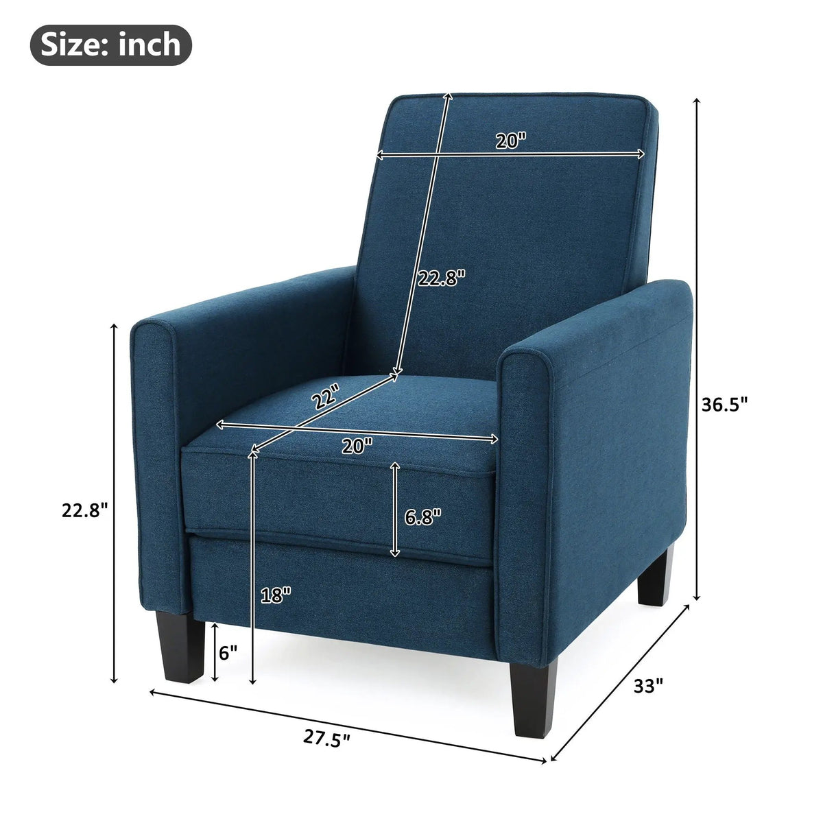 Upholstered Push Back Recliner Chair For Living Room by HouseOfZazla