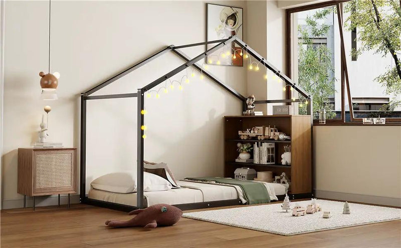 Bed House Frame With Shelves And Lights by HouseOfZazla
