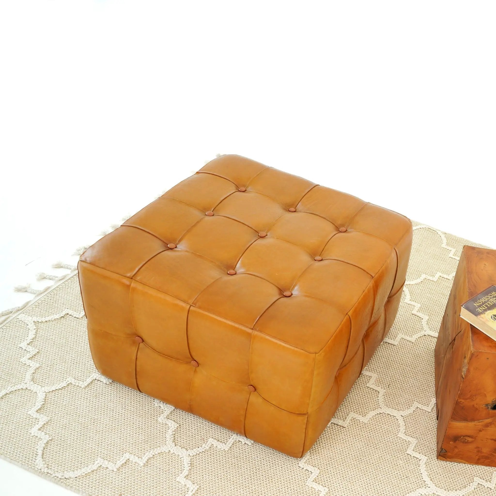 Benjiro - Square Ottoman - Tan by HouseOfZazla
