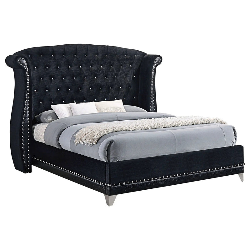 Barzini Upholstered California King Wingback Bed Black by Unique Piece Furniture