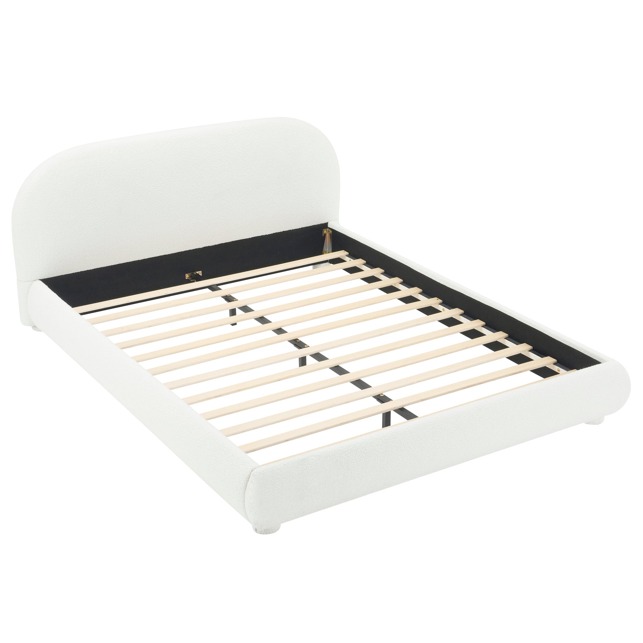 Cream Style Fabric Upholstered Bed, Simple Modern Bedroom Double Bed, Queen by HouseOfZazla