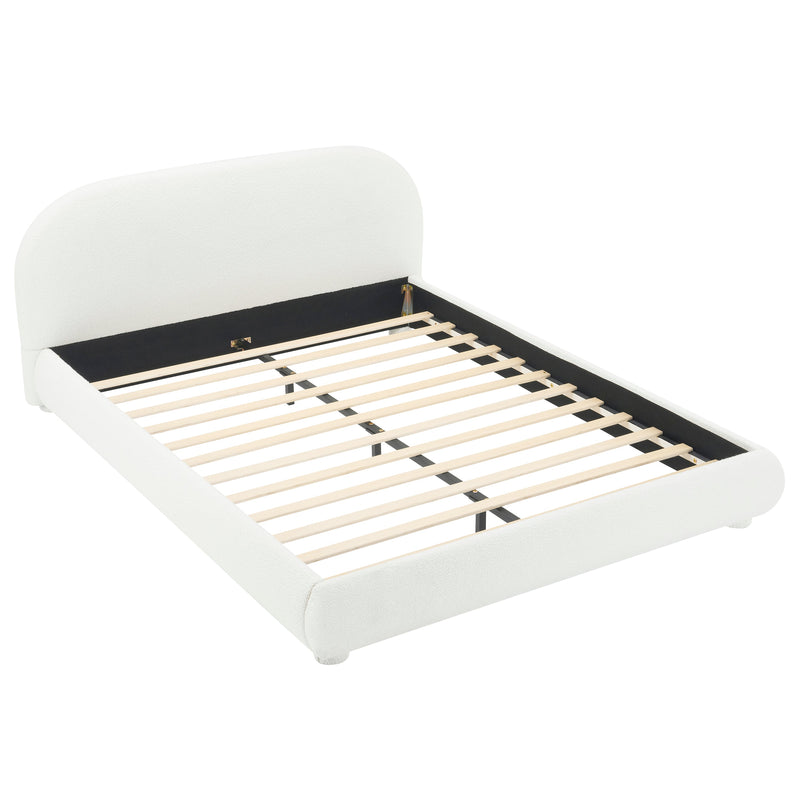 Cream Style Fabric Upholstered Bed, Simple Modern Bedroom Double Bed, Queen by HouseOfZazla