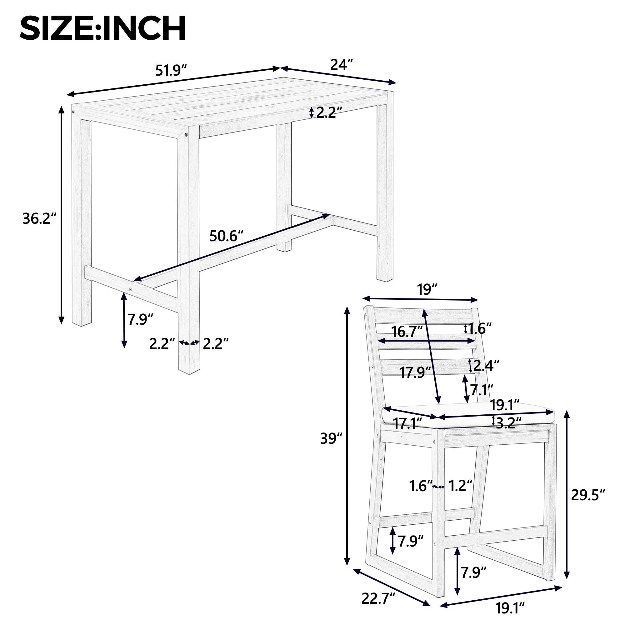Patio Bar Set With Ergonomic Chairs