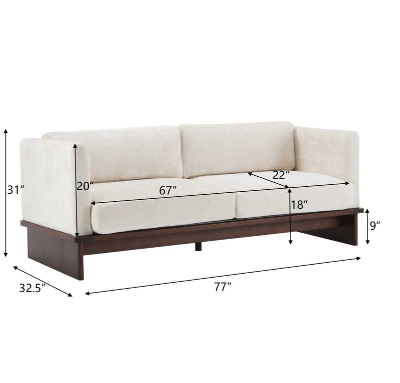 77 in. Square Arm Modern 3 Seater Boucle Sofa Upholstered Couch by HouseOfZazla