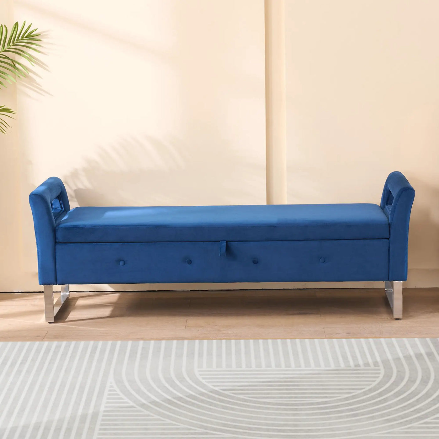 Wide Storage Soft Ottoman Bench With Armrests by HouseOfZazla