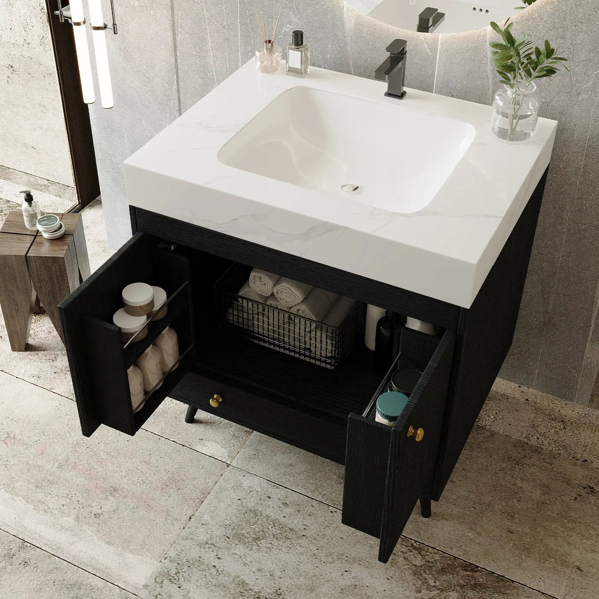Contemporary Free-standing Bathroom Vanity by HouseOfZazla