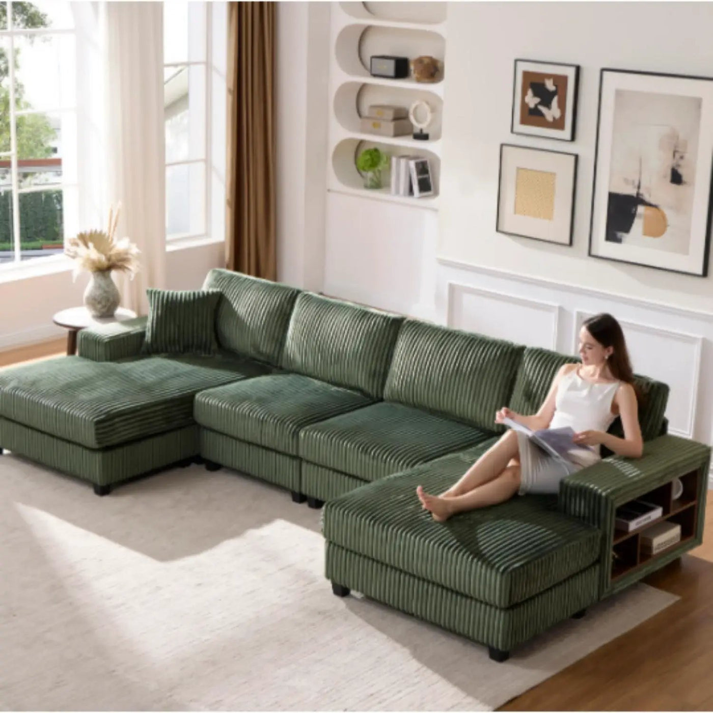 U-Shaped Convertible Sofa, 4 Seater Large Living Room Lounge by HouseOfZazla